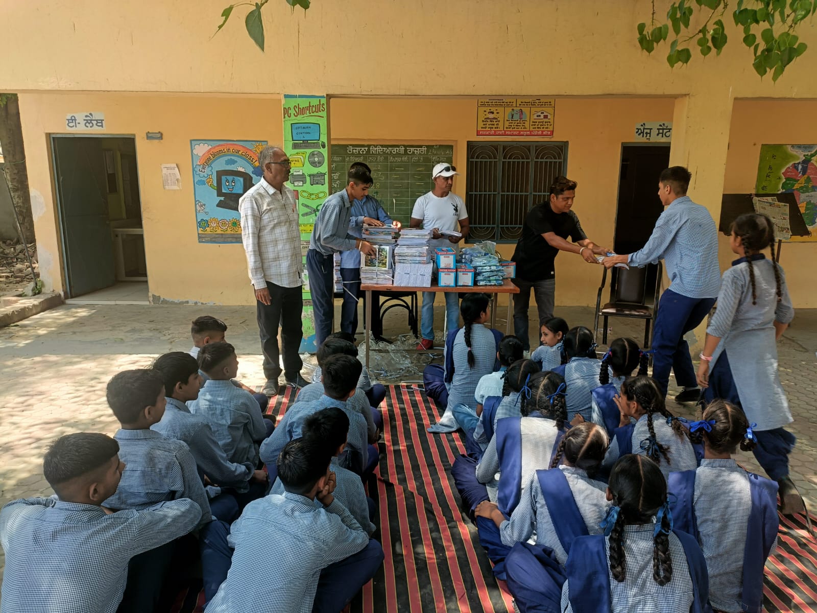 Mandir Baba Nahar Singh ji, Kot management committee distributed stationery to the students